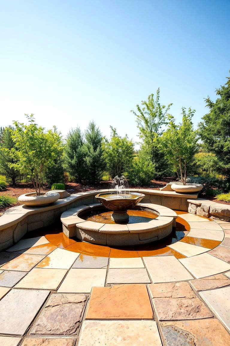 Flagstone Patio with Water Feature - 25 Flagstone Patio Ideas