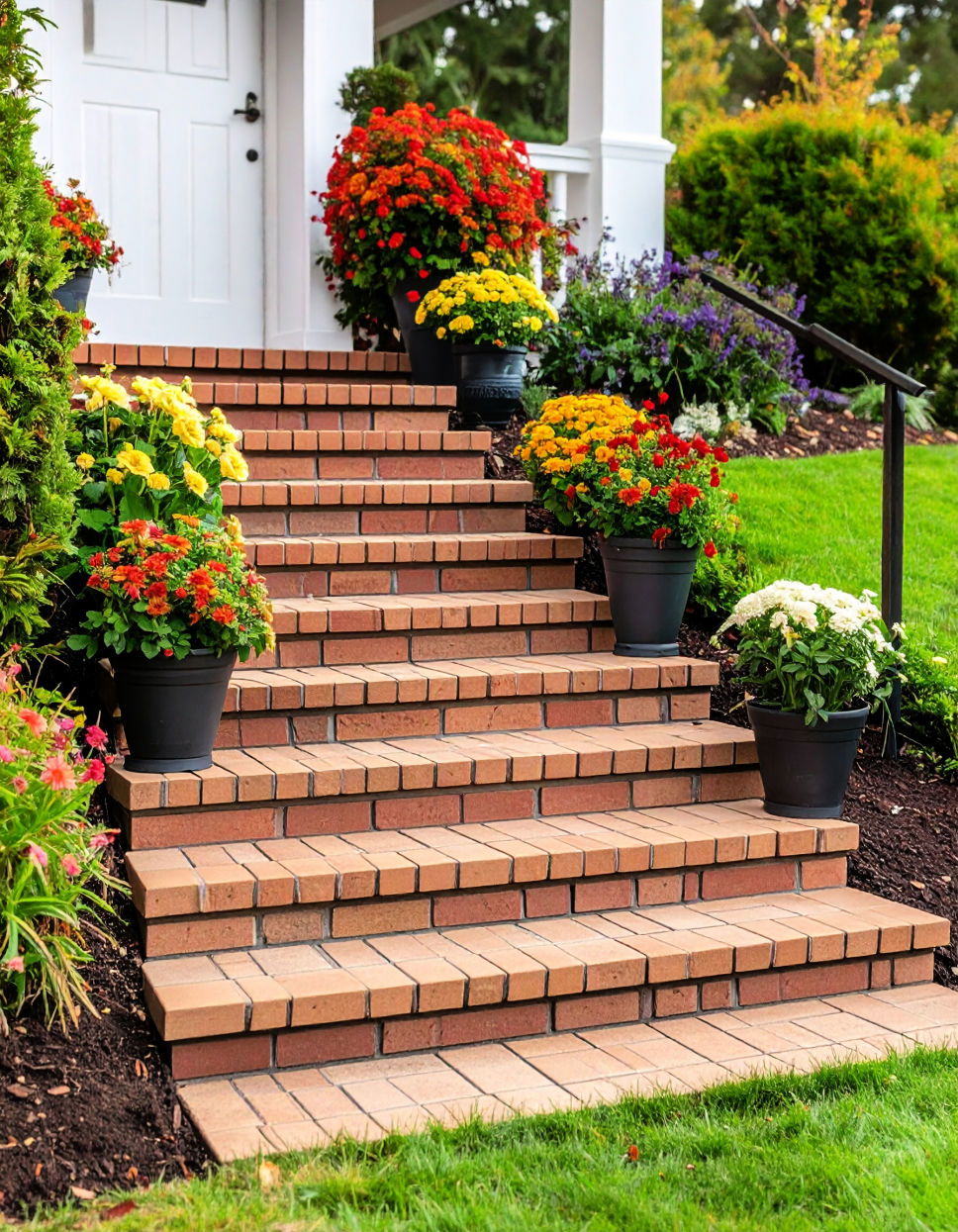 Flagstone Steps Design With Brick Base