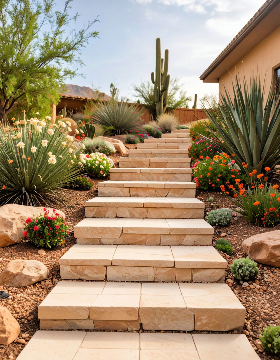 Flagstone Steps in Desert Garden