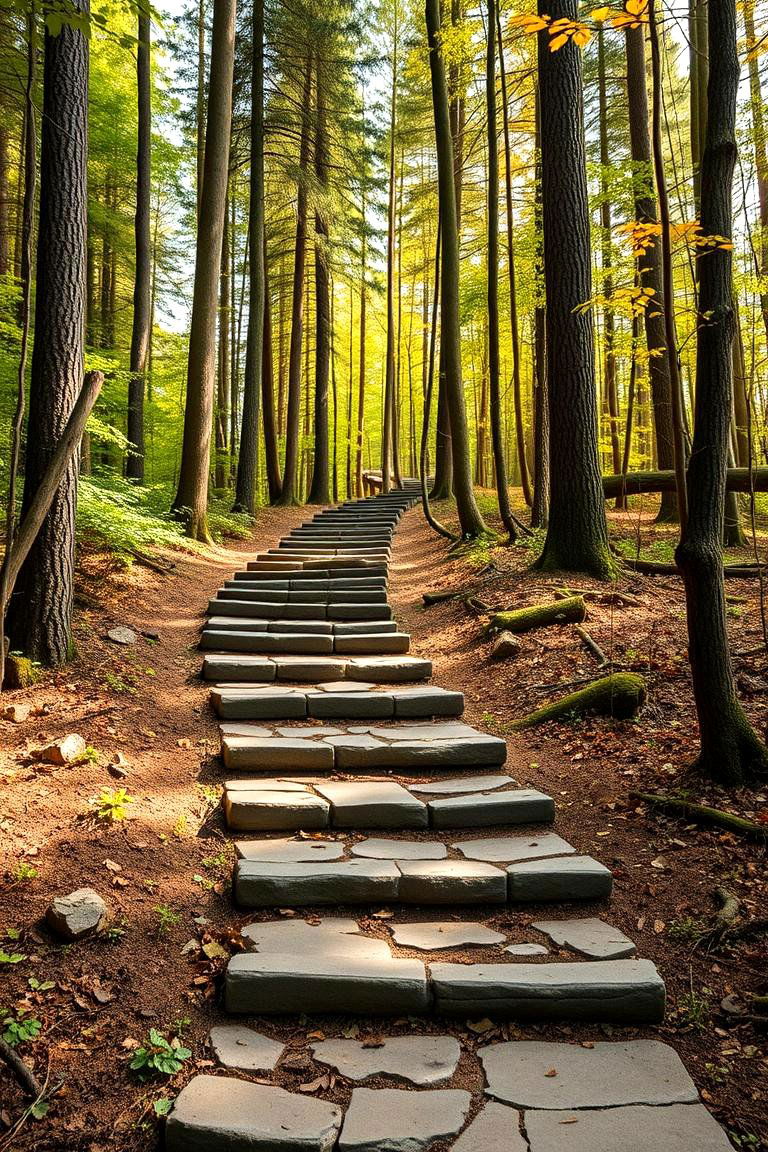 Flagstone Steps in a Forest Setting - 25 Flagstone Steps