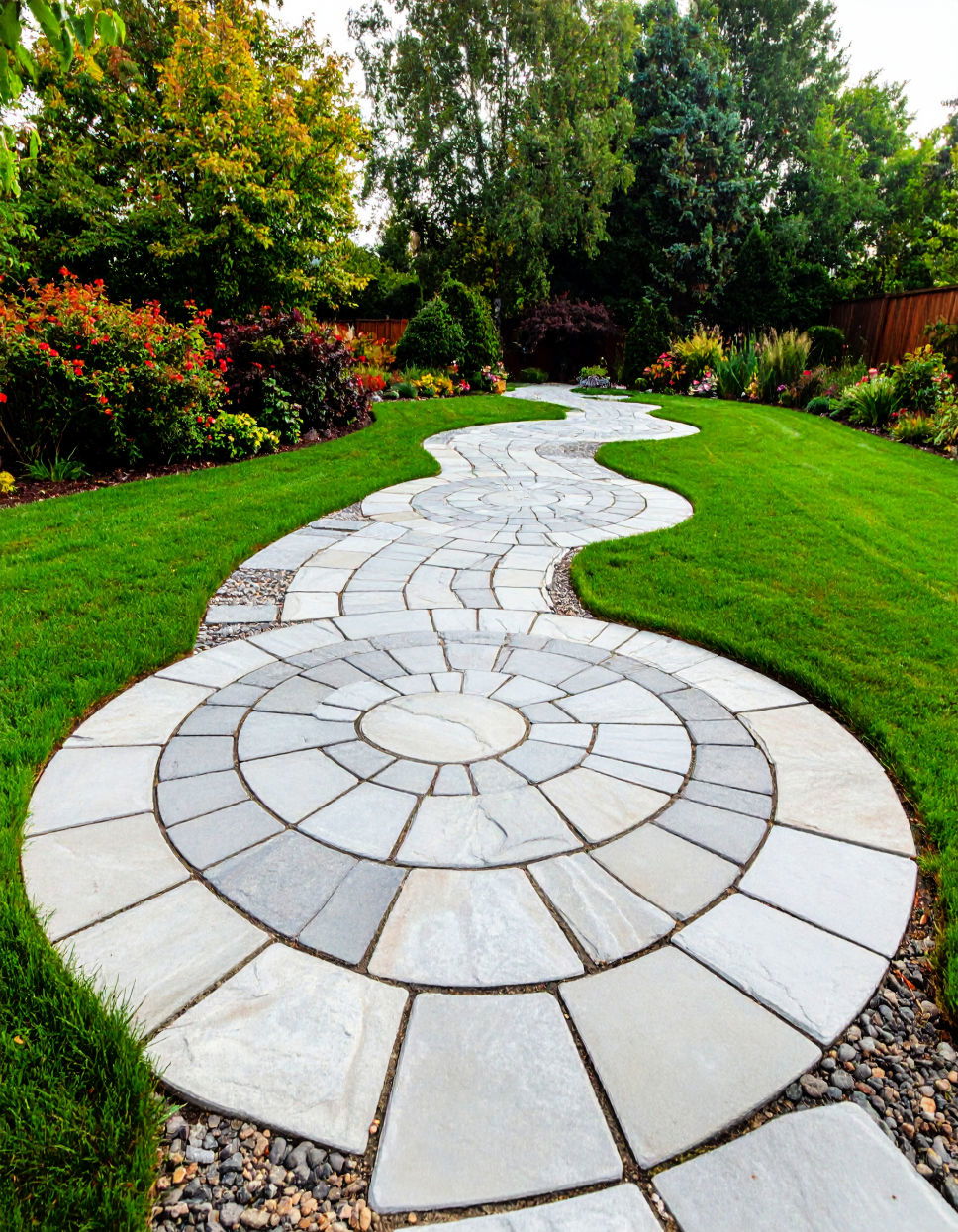 Flagstone Walkway in Circular Pattern