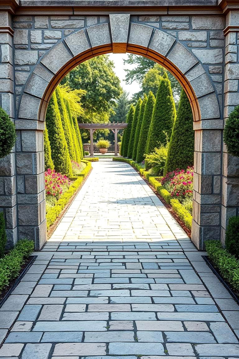 Flagstone Walkway with Archway Entrance - 25 Flagstone Walkway Ideas