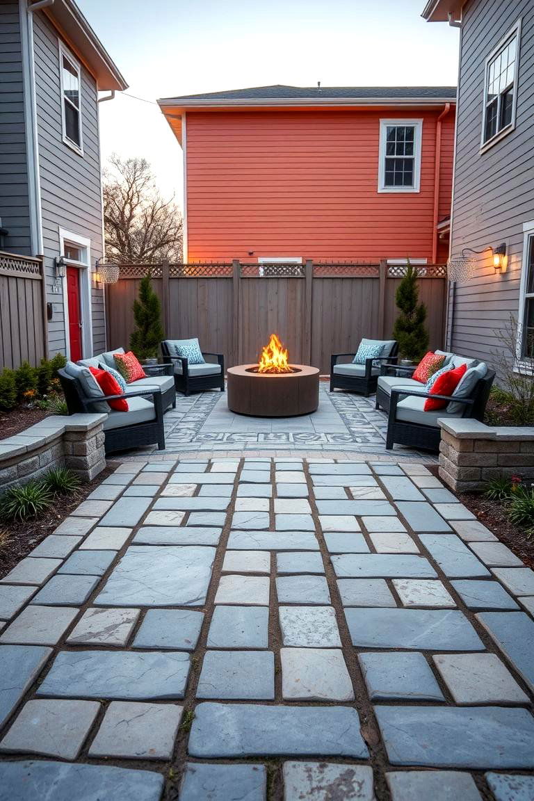 Flagstone Walkway with Fire Pit Area - 25 Flagstone Walkway Ideas