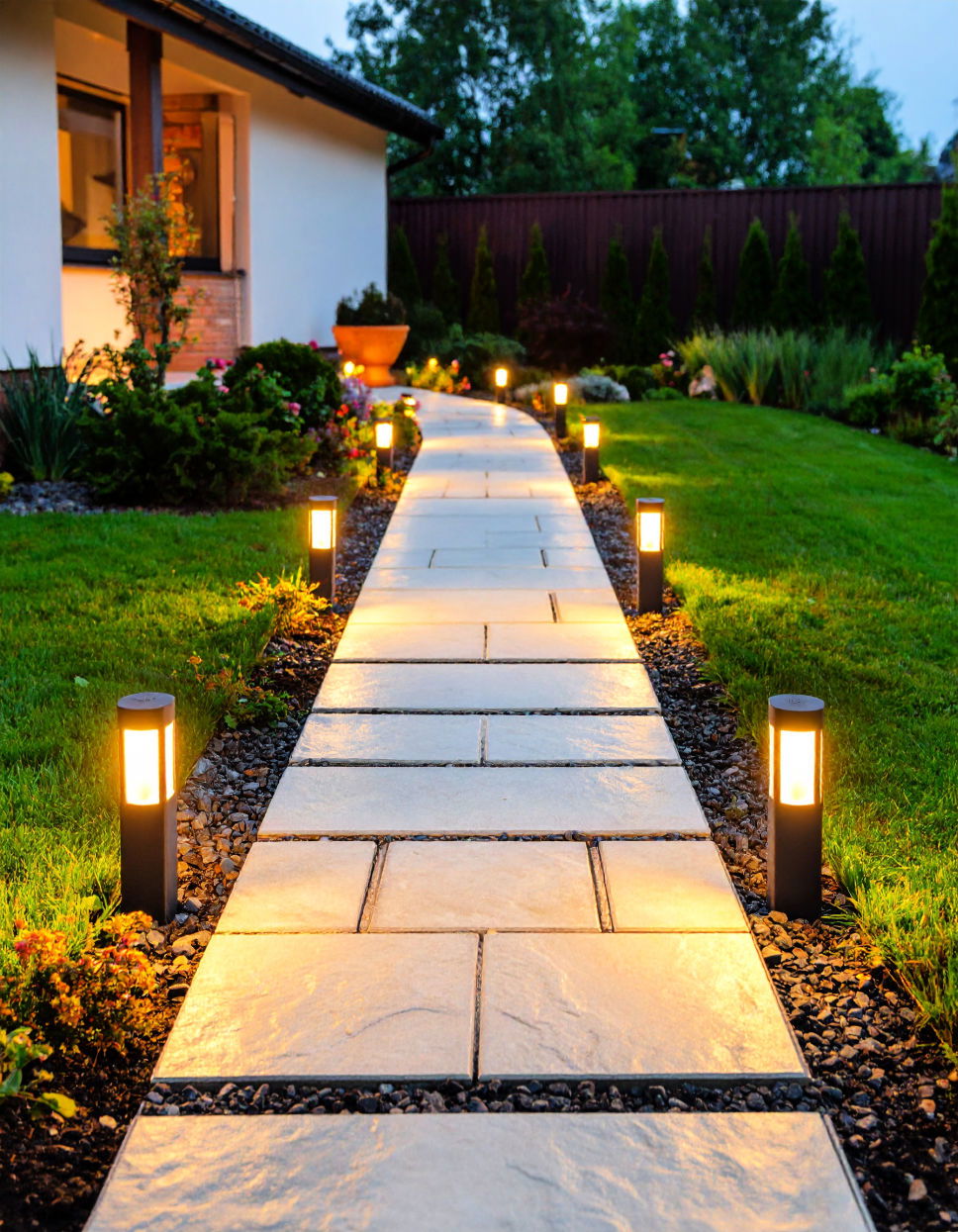 Flagstone Walkway with Lighting