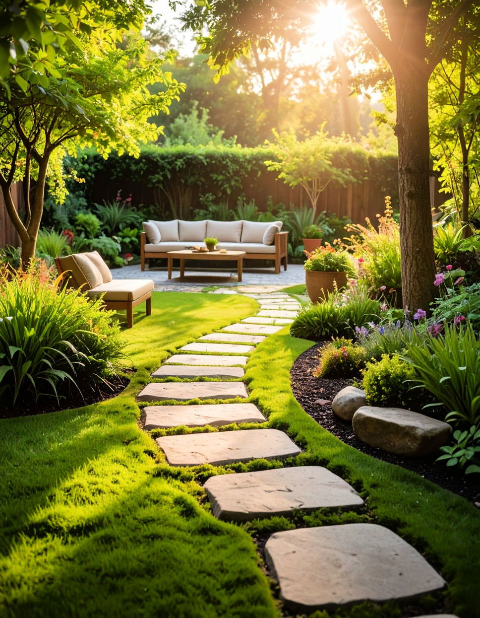 Flagstone Walkway with Moss