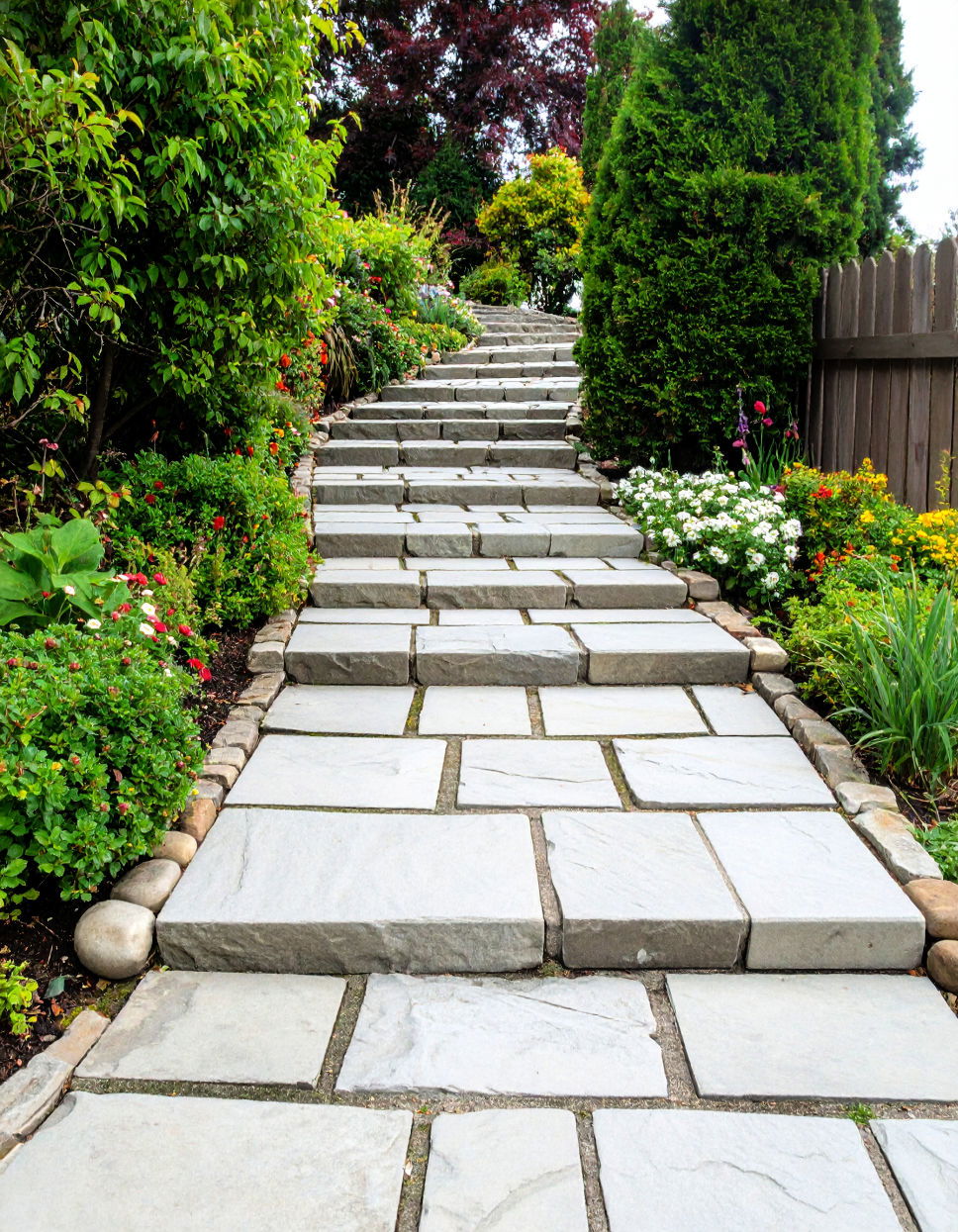 Flagstone Walkway with Steep Slope