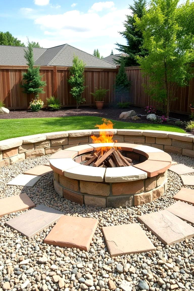 Flagstone and Gravel Mix for a Rustic Look - 25 Flagstone Fire Pit Ideas