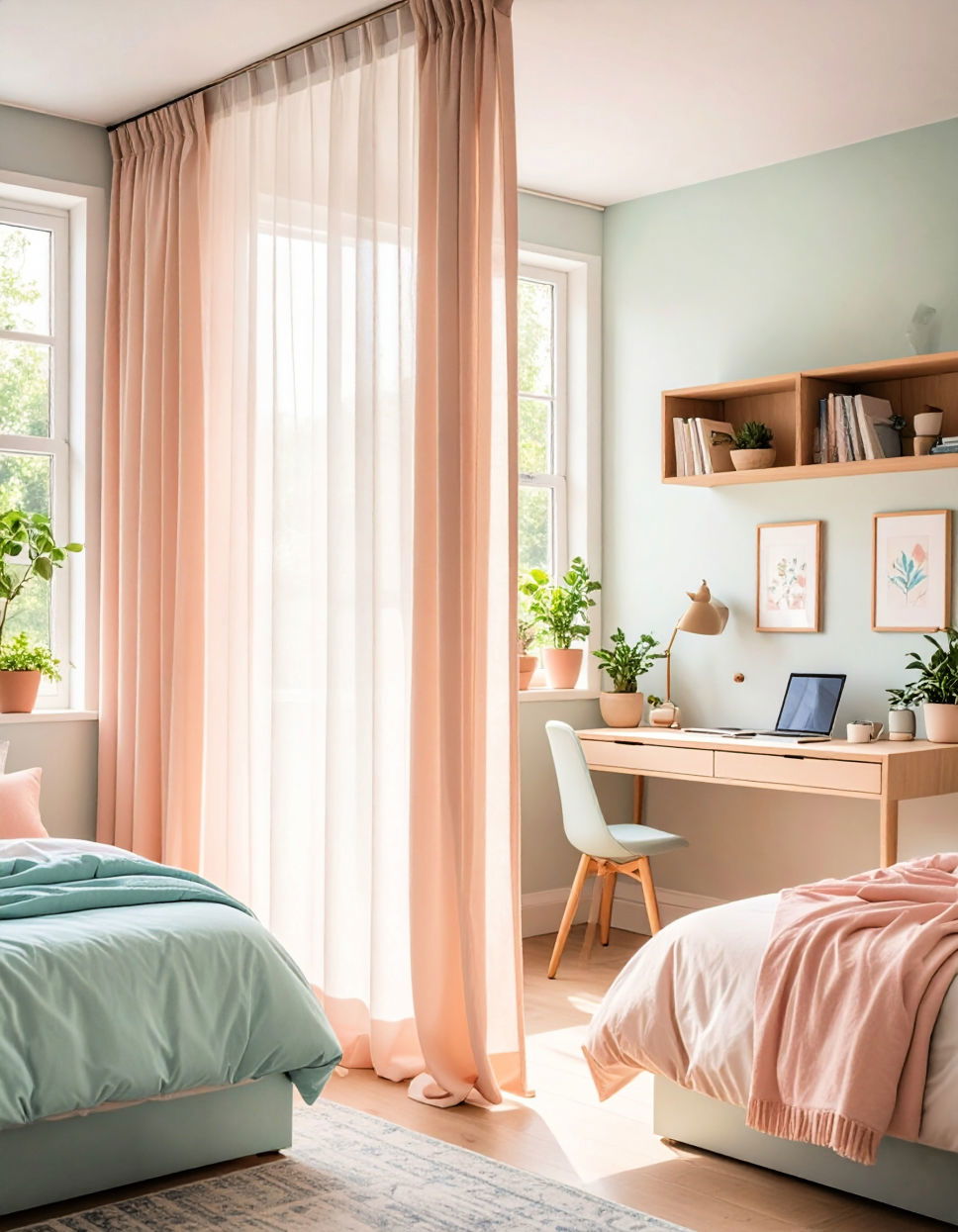Flexible Partition for Privacy in Shared Rooms Twin Bedroom Ideas