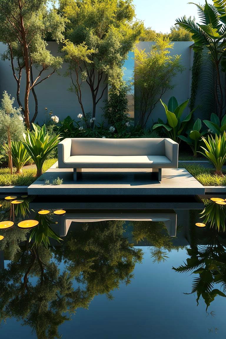 Floating Bench Over a Pond - 25 Garden Seating Ideas