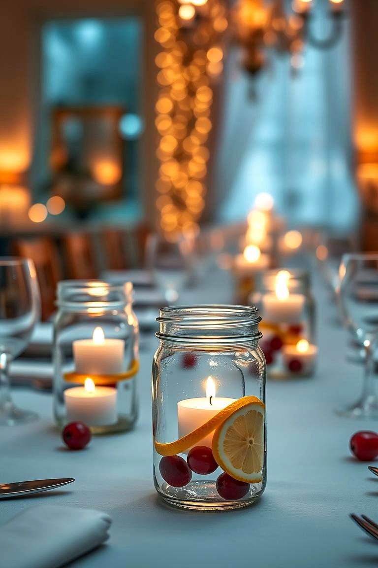Floating Candle Mason Jar Lights - 25 Mason Jar Centerpiece Ideas