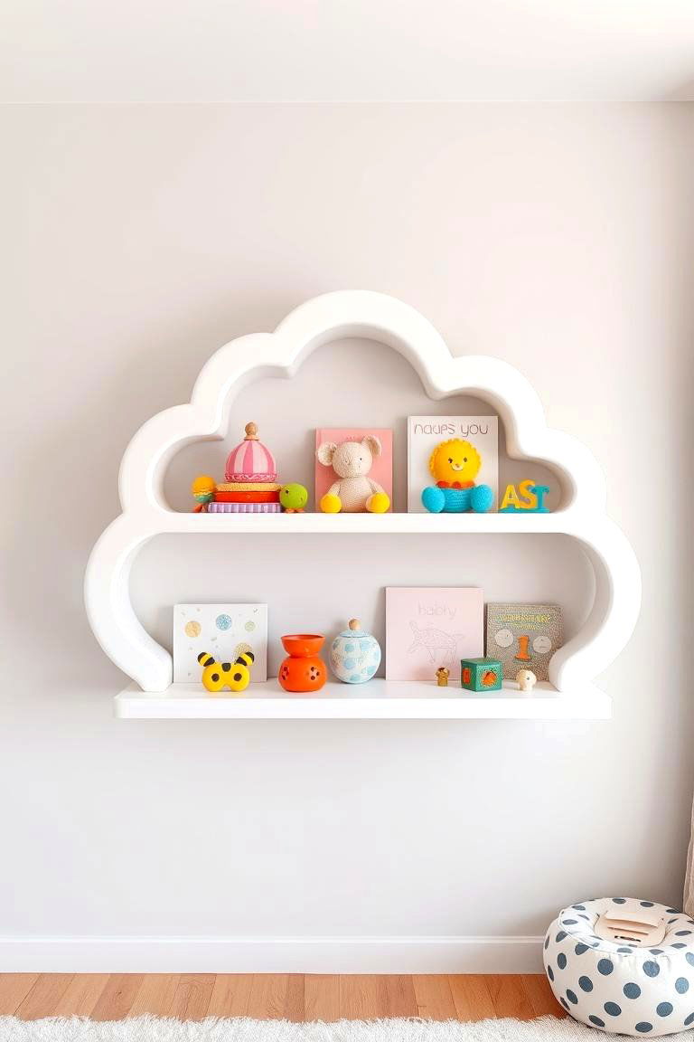 Floating Cloud Shelf for Displaying Toys - 25 Cloud Themed Nursery Ideas