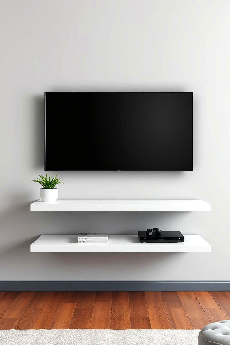 Floating Console for a Sleek Look - 25 Tv Wall Ideas