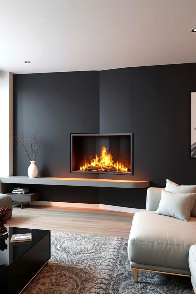 Floating Corner Fireplace - 25 Corner Fireplace Ideas