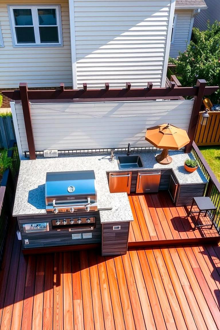 Floating Deck with Outdoor Kitchen for Entertainment - 25 Floating Deck Ideas