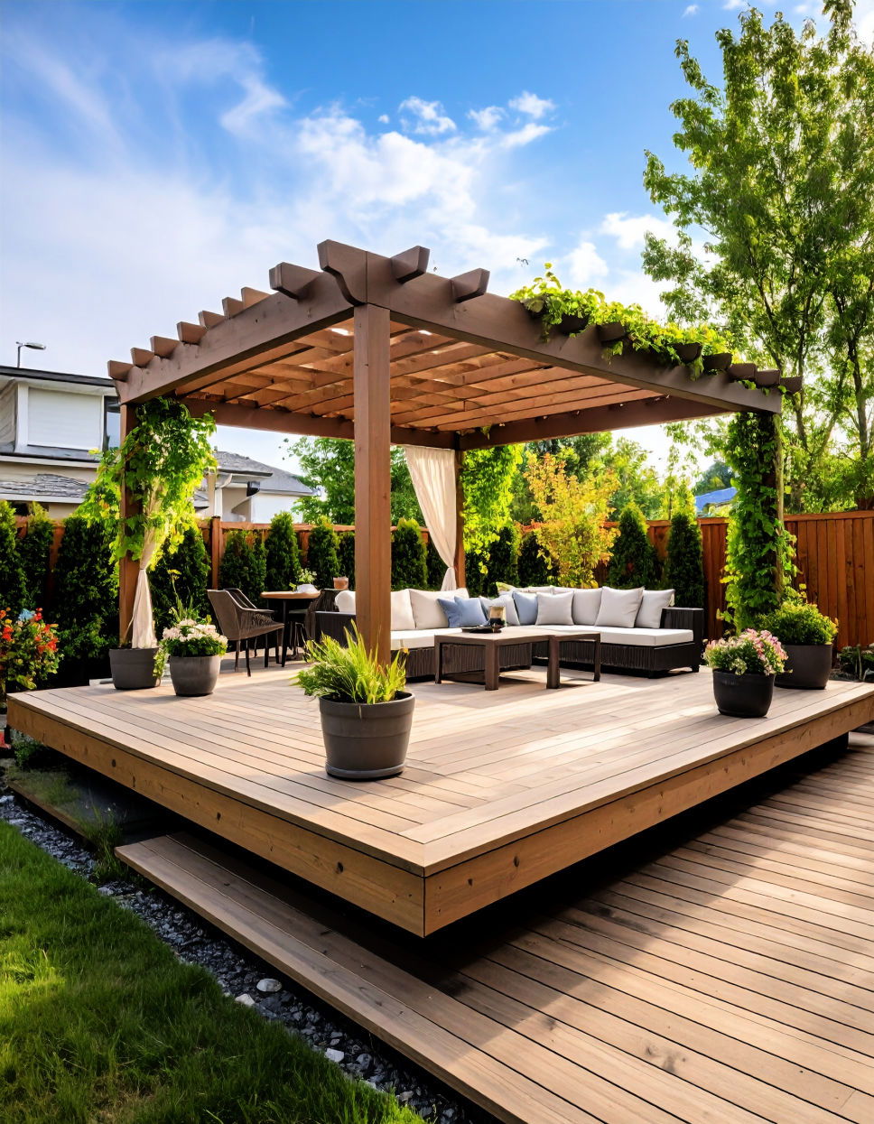 Floating Deck with Pergola