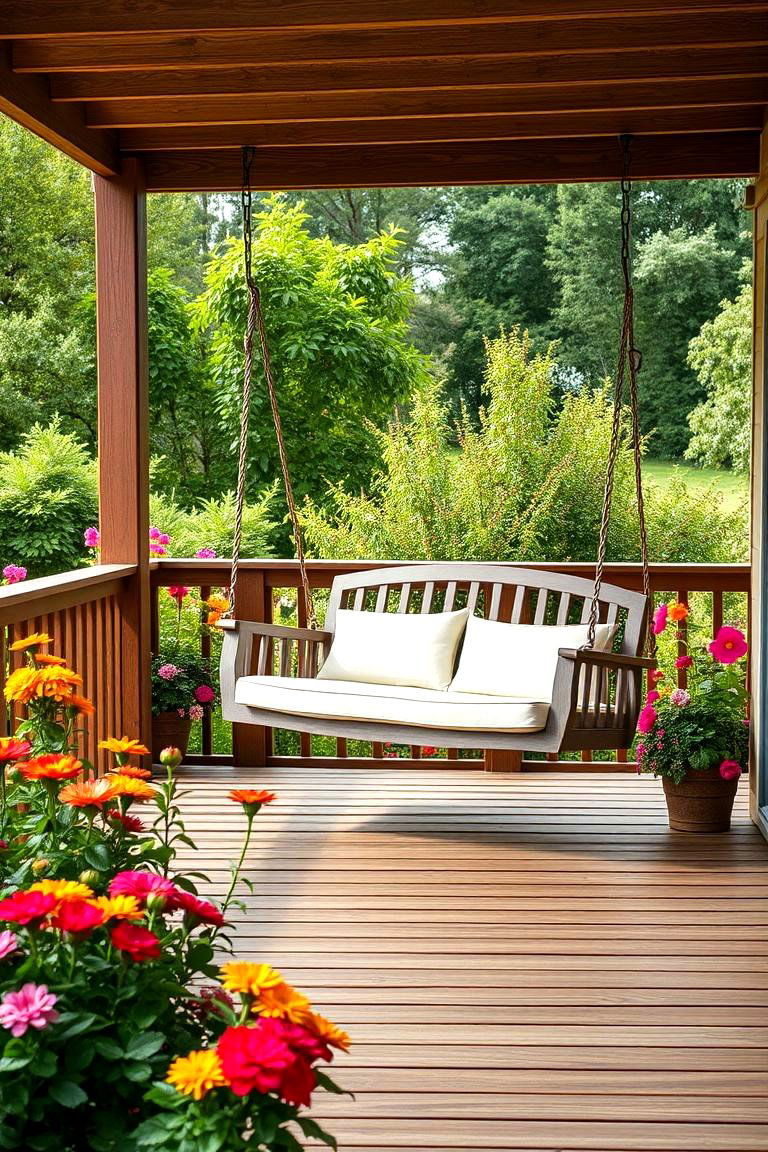 Floating Deck with Swing Seating - 25 Floating Deck Ideas