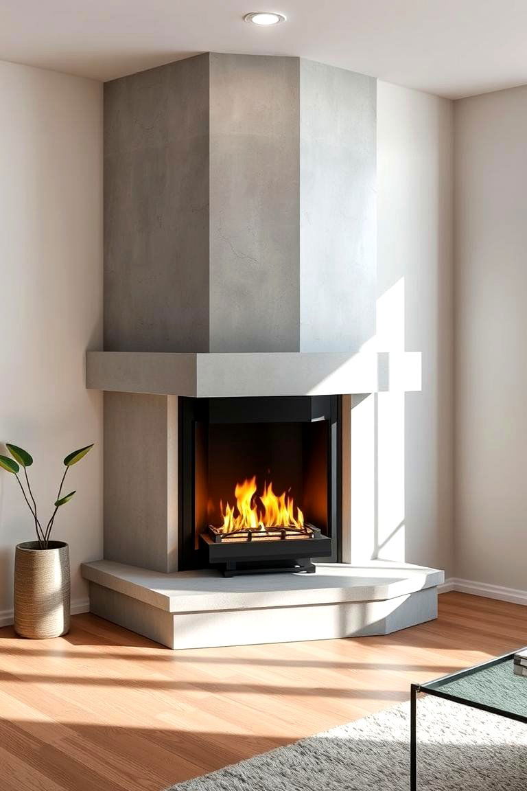 Floating Hearth for an Open Airy Feel - 25 Corner Gas Fireplace Ideas