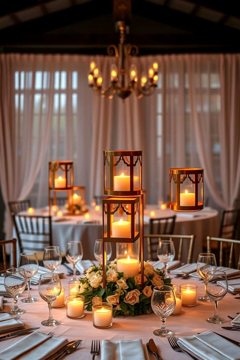 Floating Lanterns in a Circular Arrangement - 25 Floating Wedding Centerpiece Ideas