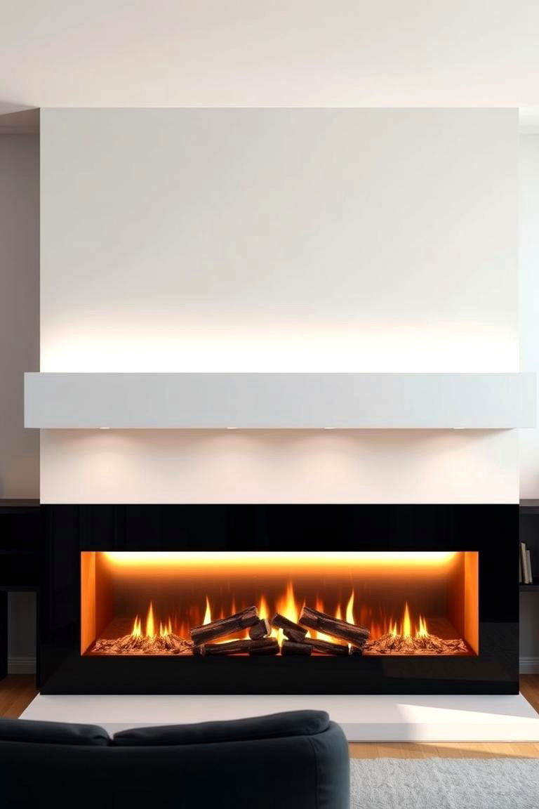 Floating Mantel with Integrated Lighting - 25 Fireplace Mantel Lighting Ideas