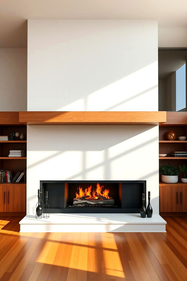 Floating Mantle for Modern Clean Lines - 25 Two-story Fireplace Ideas