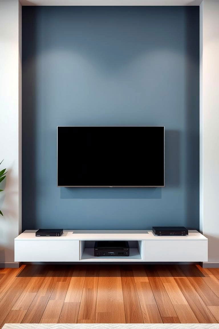 Floating Media Console for a Minimalist Aesthetic - 25 Tv Accent Wall Ideas