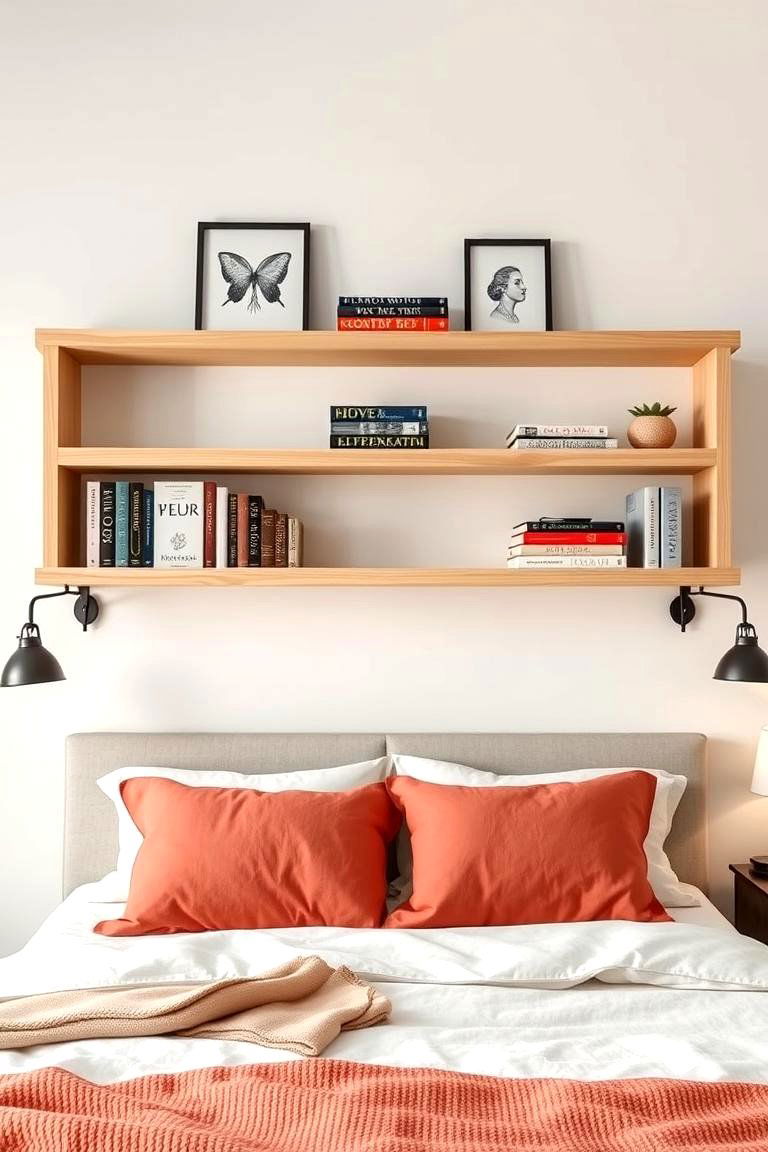 Floating Shelves Above the Bed - 25 Floating Shelves Ideas
