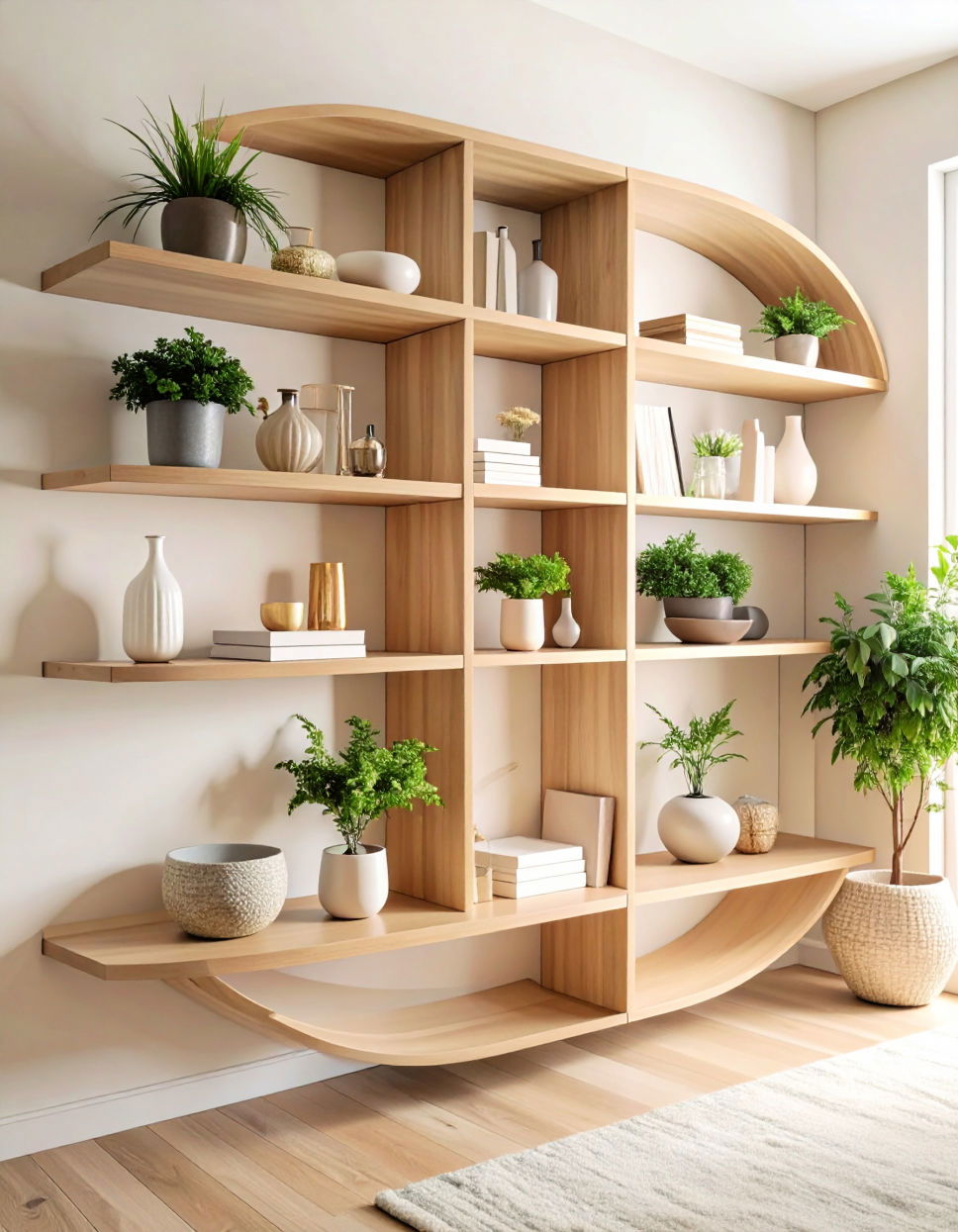 Floating Shelves With Curved Edges Design