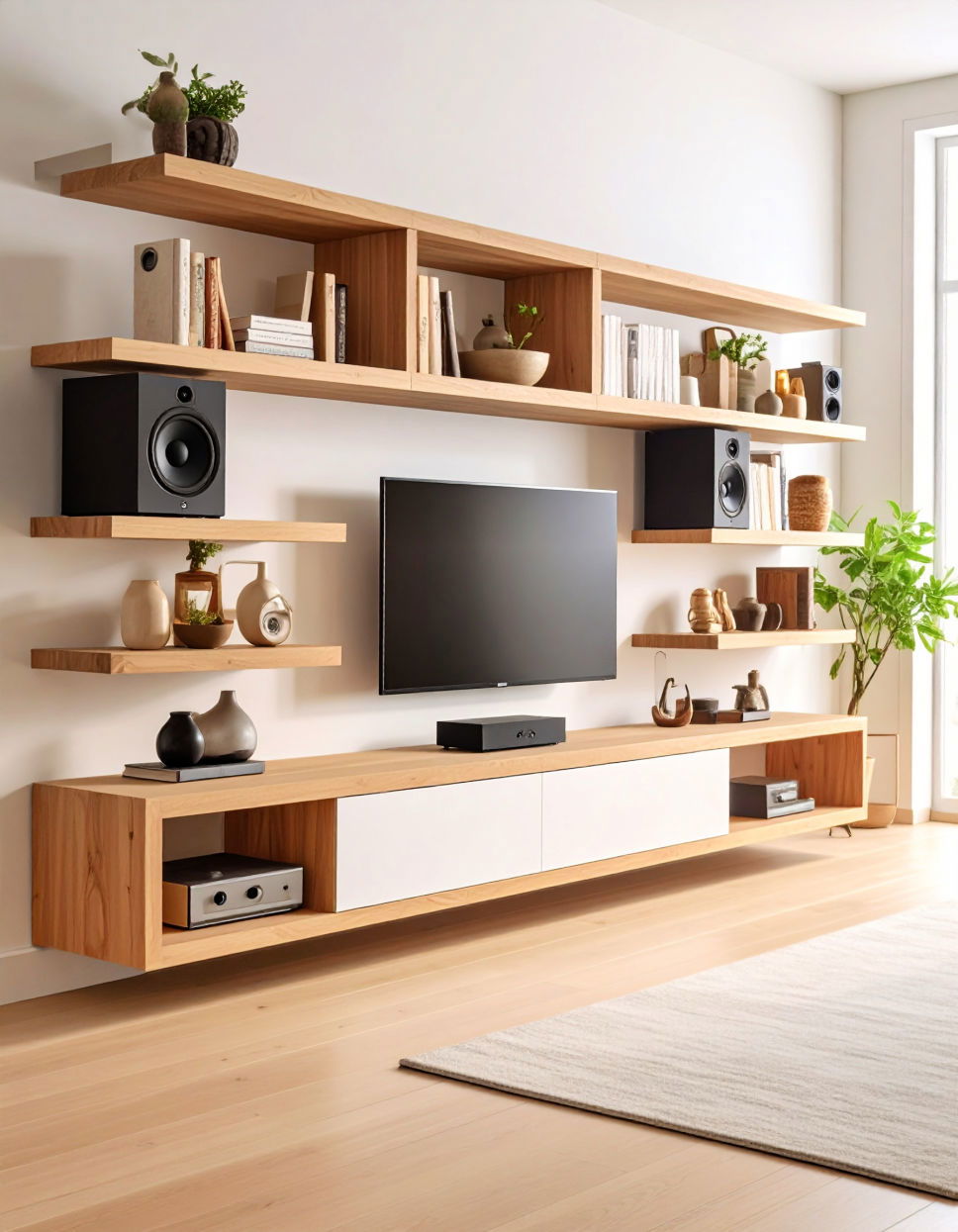 Floating Shelves With Integrated Speakers
