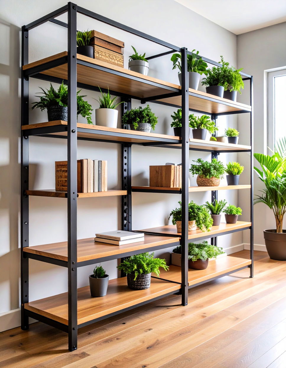 Floating Shelves With Metal Brackets Design