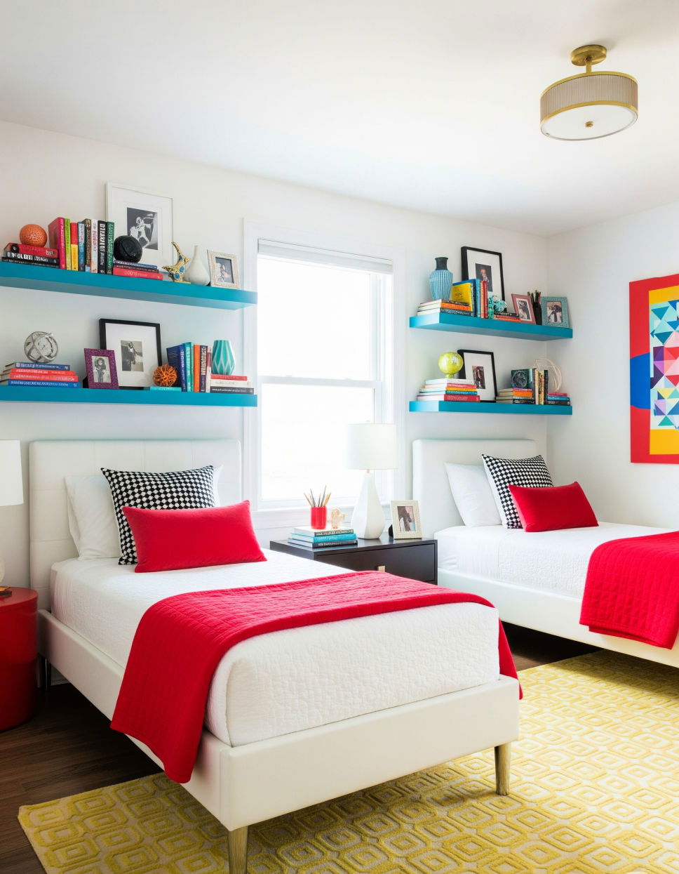 Floating Shelves for Display and Storage Twin Bedroom Ideas