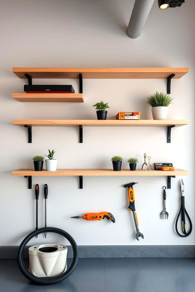 Floating Shelves for a Modern Look - 25 Garage Shelving Ideas