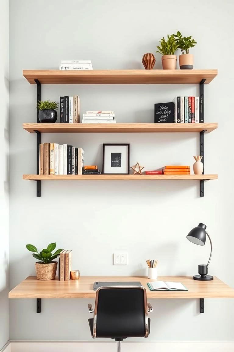 Floating Shelves in a Home Office - 25 Floating Shelves Ideas