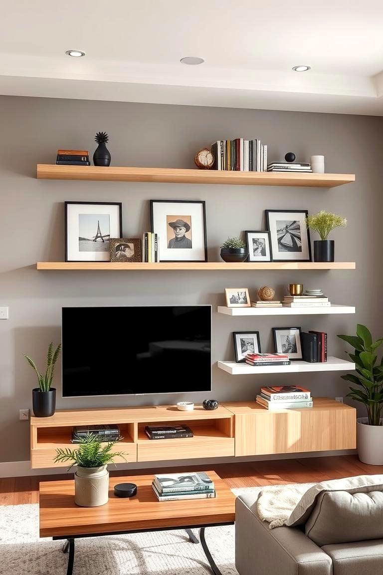 Floating Shelves in the Living Room - 25 Floating Shelves Ideas