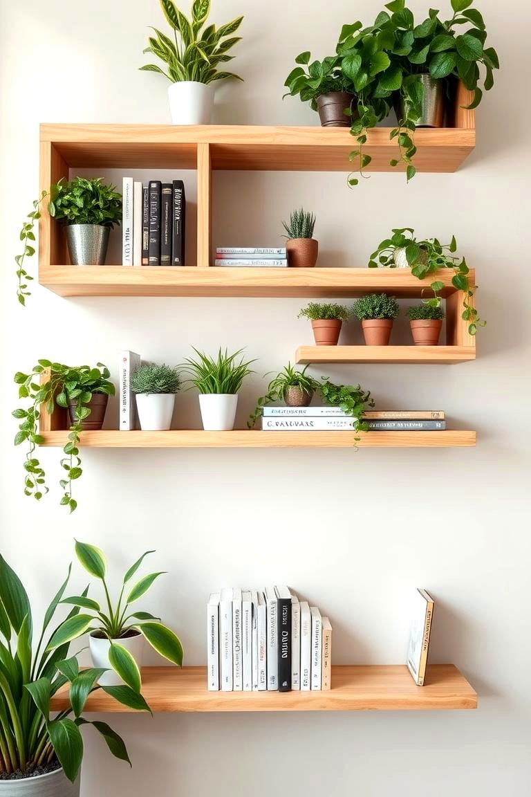 Floating Shelves with Built In Planters - 25 Fireplace Floating Shelves Design Ideas
