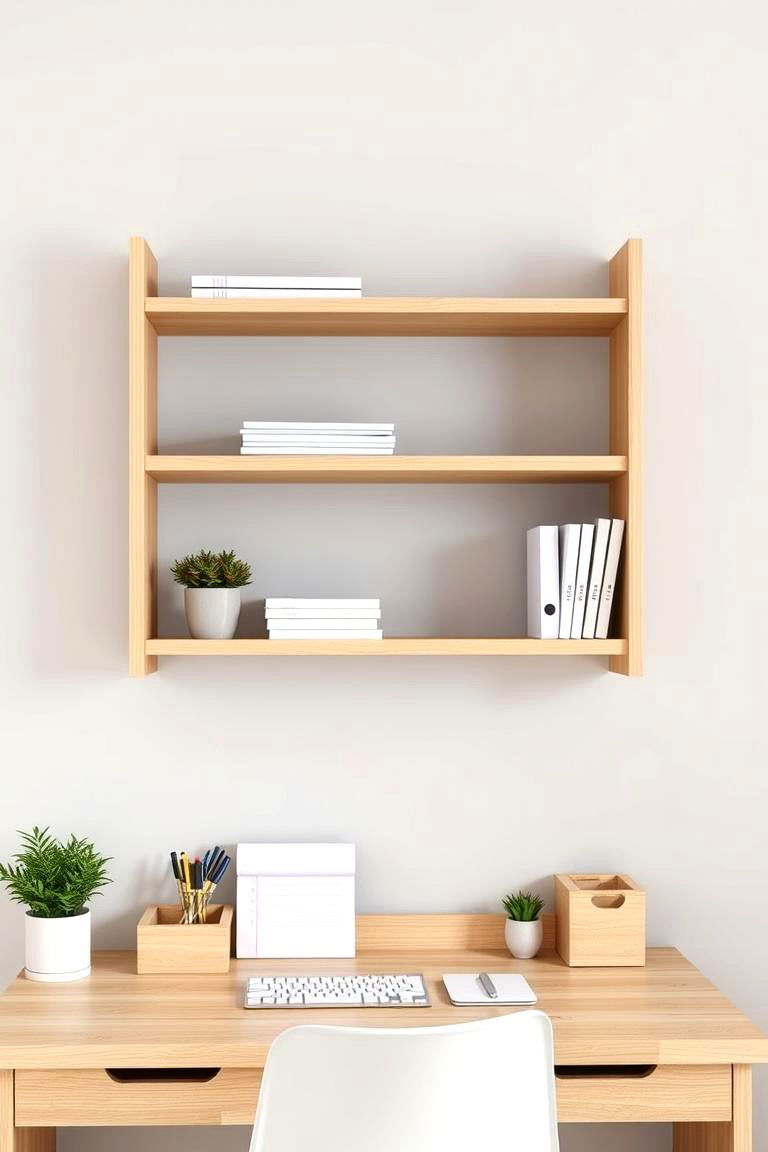 Floating Shelves with a Built in Desk Organizer - 25 Floating Shelves Ideas
