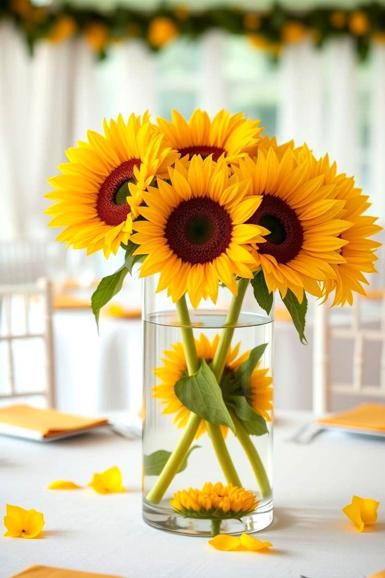 Floating Sunflowers in Water - 25 Floating Wedding Centerpiece Ideas