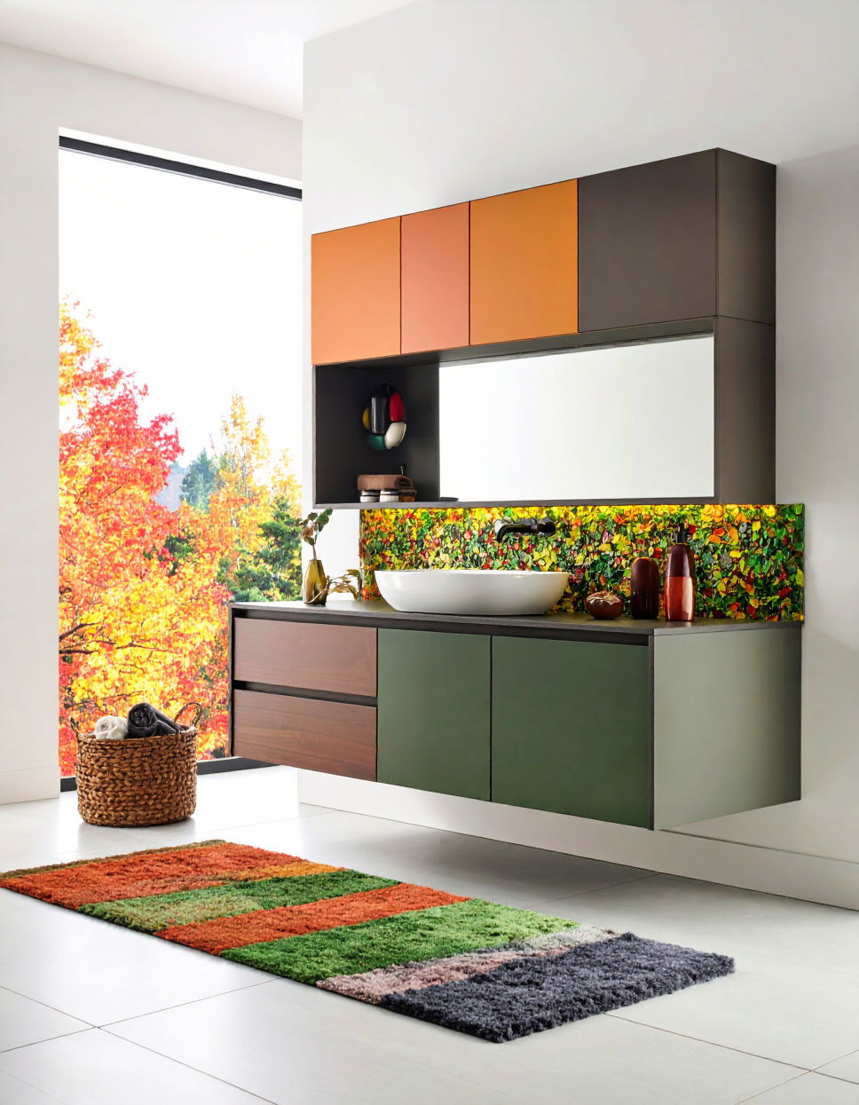 Floating Vanity With Colorful Accents