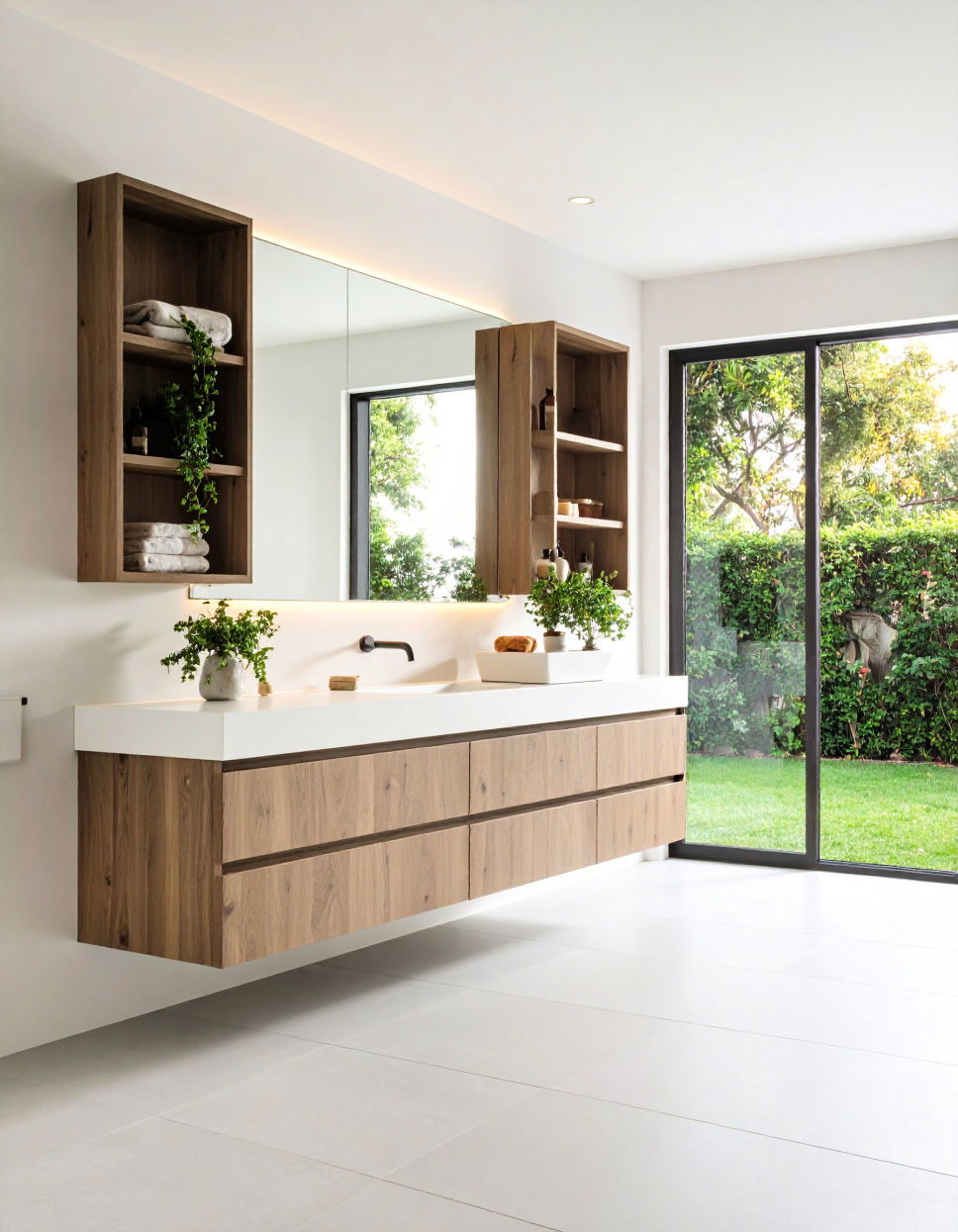 Floating Vanity With Floating Shelves