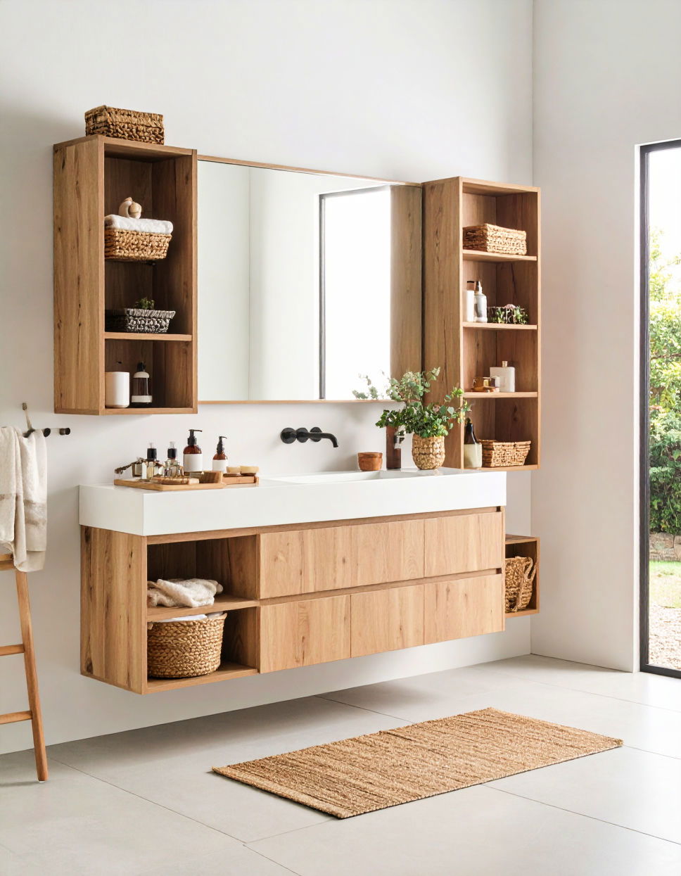 Floating Vanity With Open Shelving