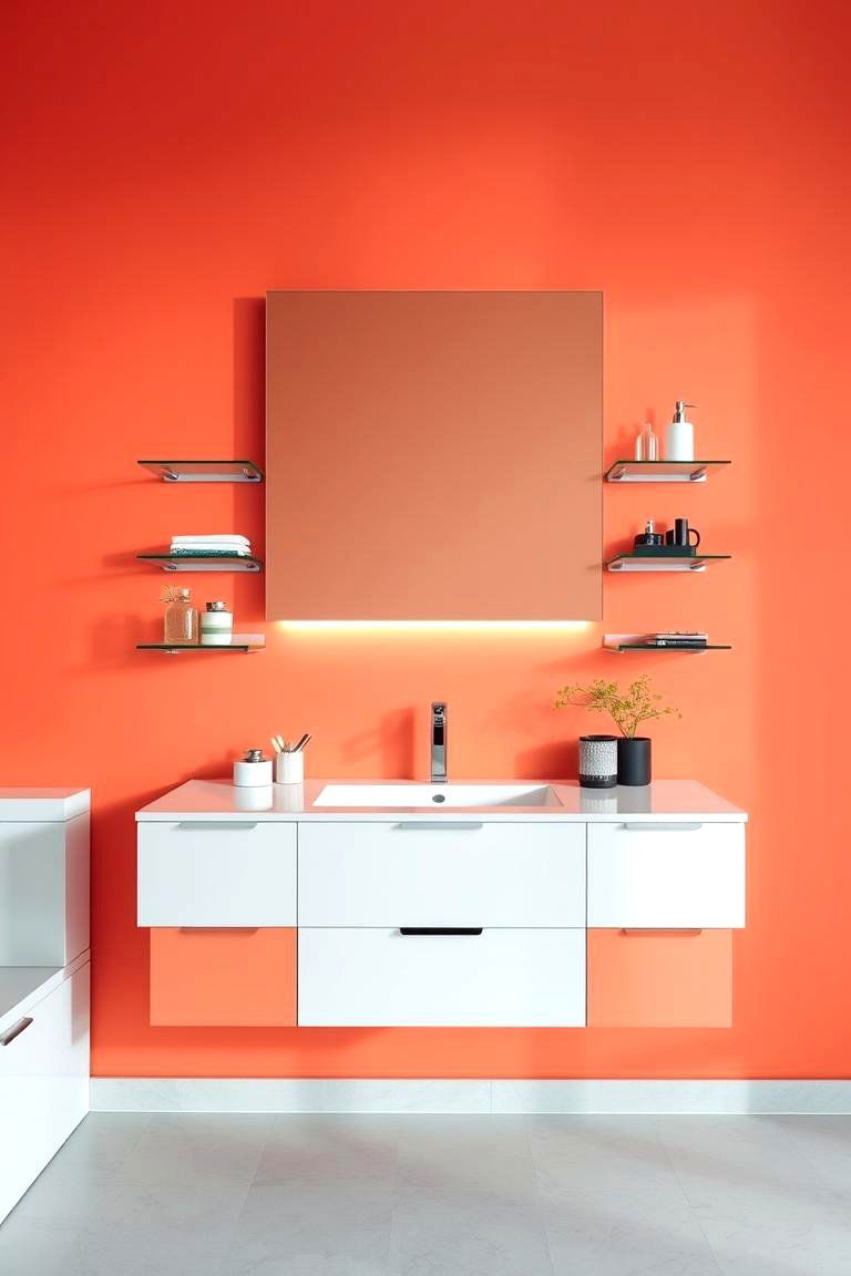 Floating Vanity with Glass Shelving for Sleek Storage - 25 Floating Vanity Bathroom Ideas