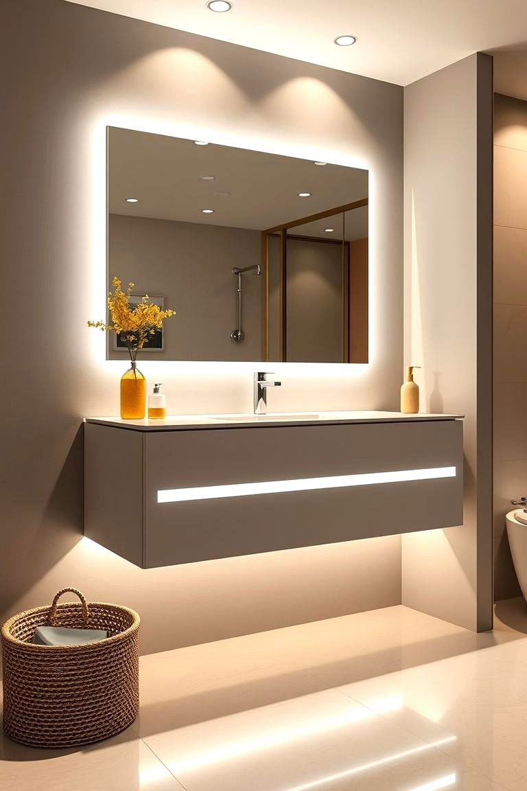 Floating Vanity with Integrated Lighting for a Modern Touch - 25 Floating Vanity Bathroom Ideas