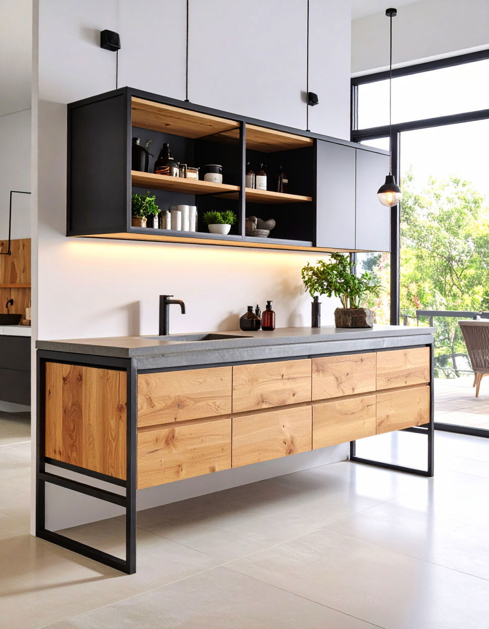 Floating Vanity with Metal Frame