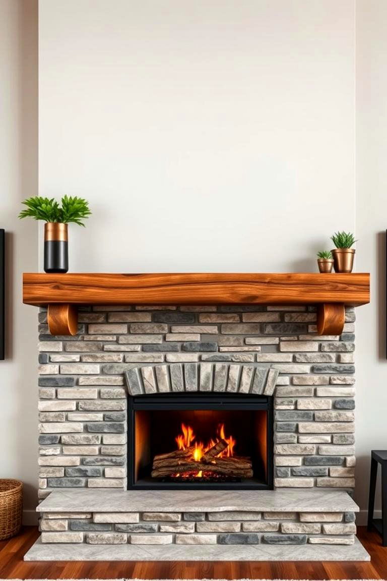Floating Wooden Mantel for a Rustic Touch - 25 Fireplace Wall Ideas