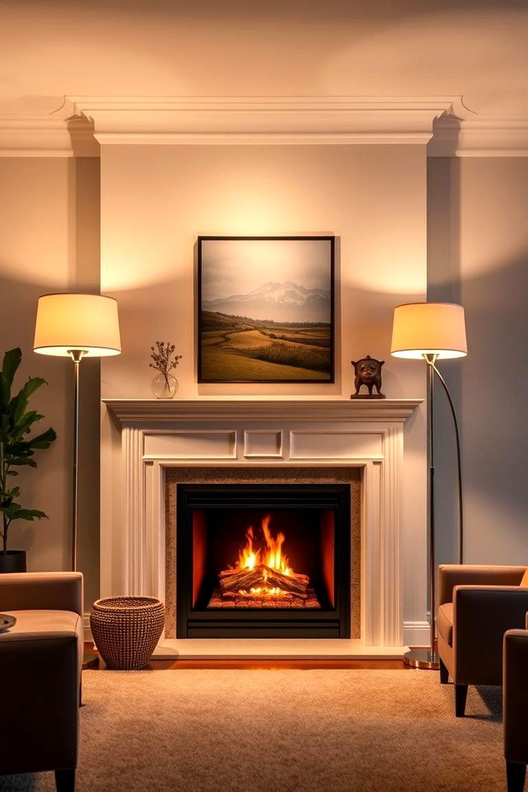 Floor Lamps for Surrounding Illumination - 25 Fireplace Lighting Ideas
