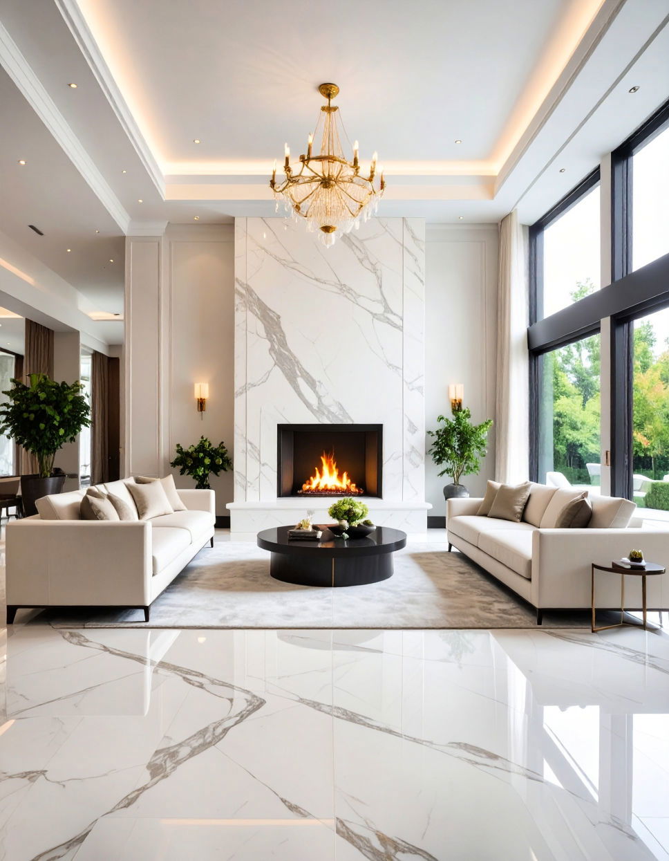 Floor to Ceiling Marble Statement