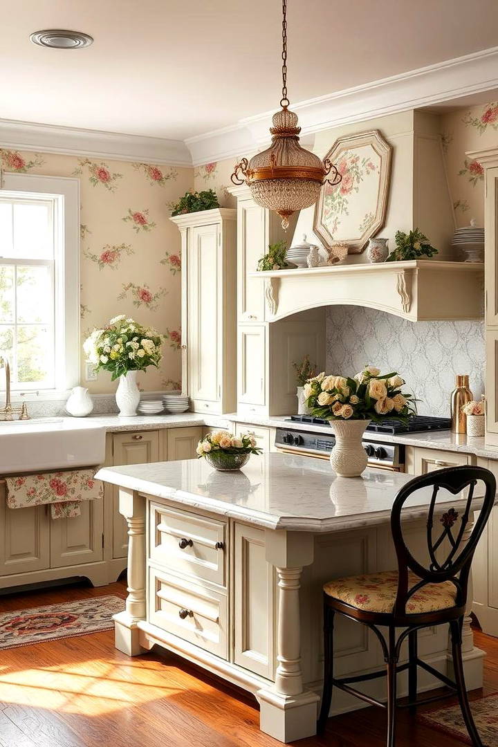 Floral Accents for Soft Elegance - 25 Victorian Kitchen Ideas