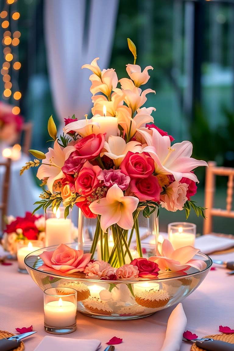 Floral Floating Centerpieces - 25 Floating Wedding Centerpiece Ideas