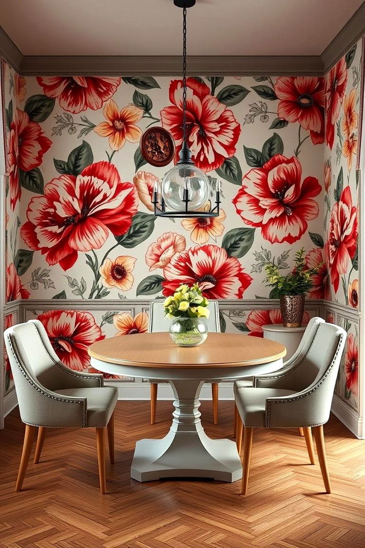 Floral Wallpaper Patterns - 25 Vintage Dining Room Ideas