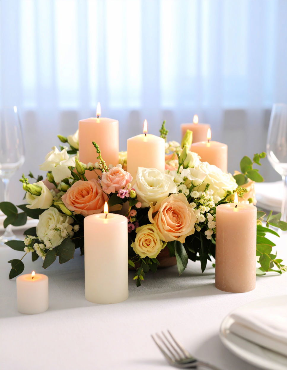 Floral and Candle Fusion Centerpiece
