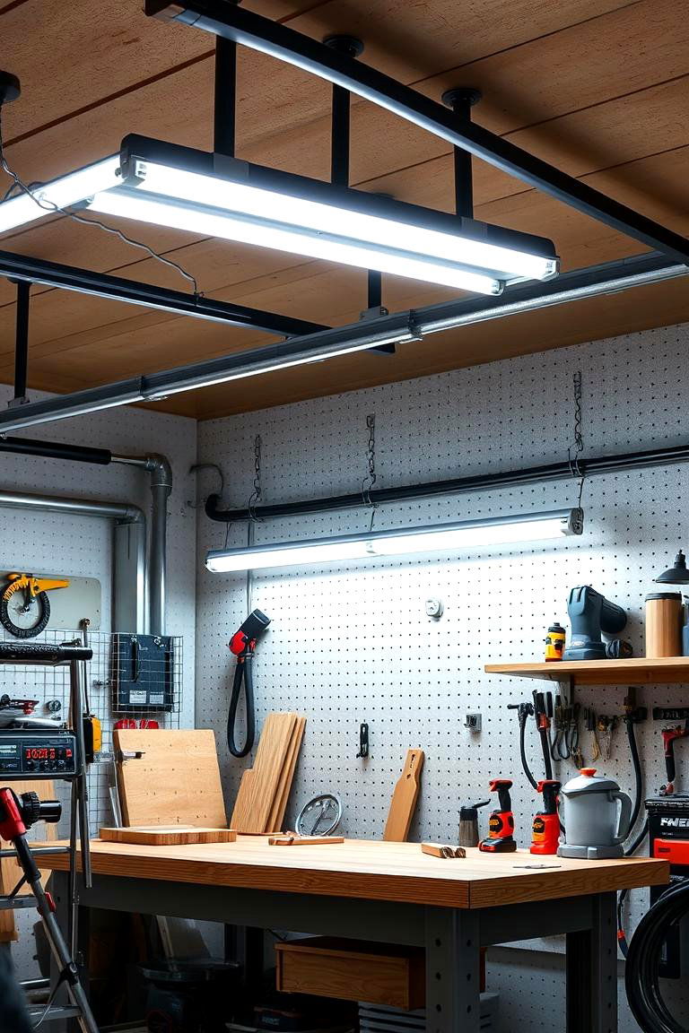 Fluorescent Task Lighting for Detail Oriented Work - 25 Garage Lighting Ideas